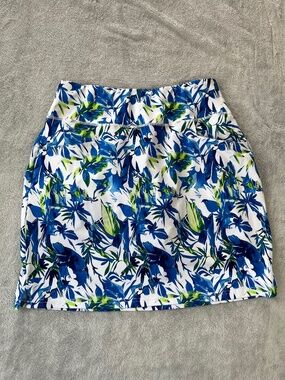 Coorun Cool Run Vibrant Blue Tropical Skort sz M Activewear Golf Casual Travel